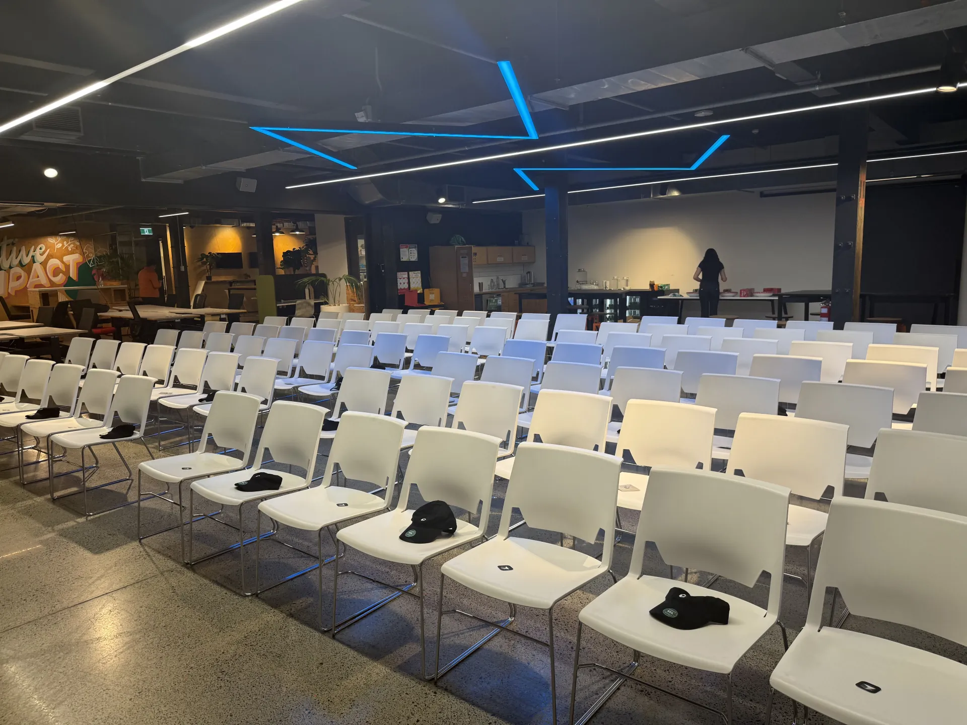 Venue setup at GridAKL before Cursor Meetup Auckland